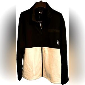 Spyder Moonbeam Color-block Black Cream Waffle Knit Full Zip Jacket Men’s XL NEW